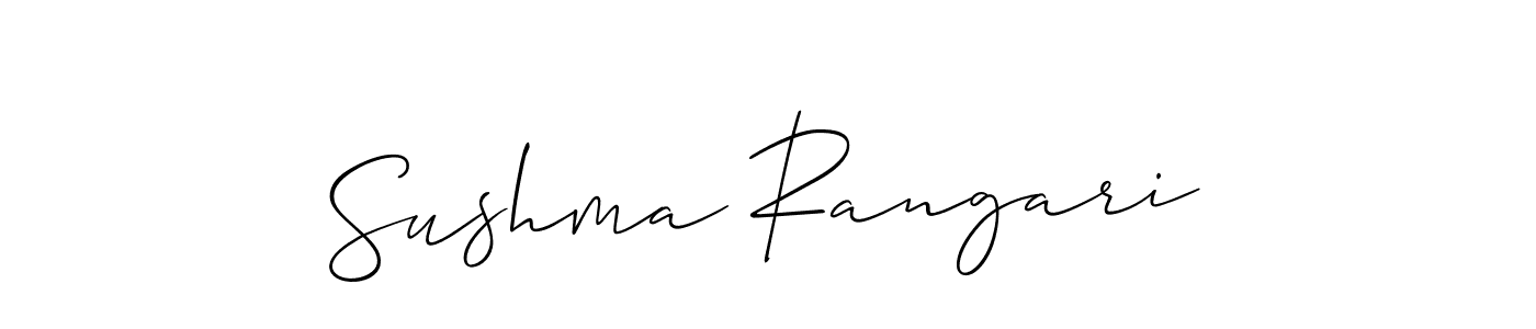 Also You can easily find your signature by using the search form. We will create Sushma Rangari name handwritten signature images for you free of cost using Allison_Script sign style. Sushma Rangari signature style 2 images and pictures png