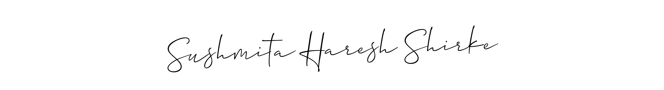 Make a short Sushmita Haresh Shirke signature style. Manage your documents anywhere anytime using Allison_Script. Create and add eSignatures, submit forms, share and send files easily. Sushmita Haresh Shirke signature style 2 images and pictures png
