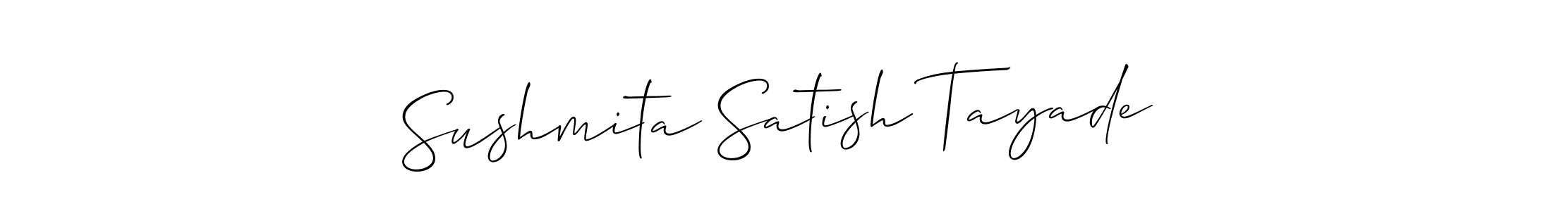 This is the best signature style for the Sushmita Satish Tayade name. Also you like these signature font (Allison_Script). Mix name signature. Sushmita Satish Tayade signature style 2 images and pictures png