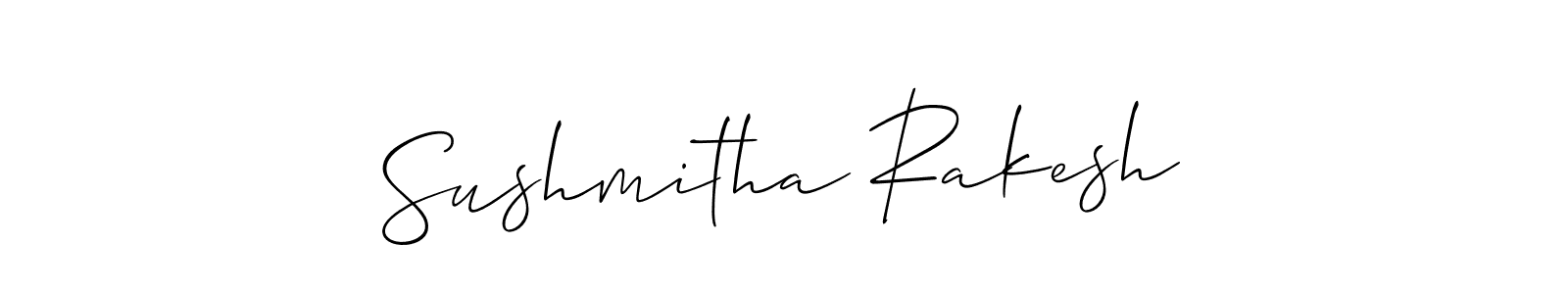 Allison_Script is a professional signature style that is perfect for those who want to add a touch of class to their signature. It is also a great choice for those who want to make their signature more unique. Get Sushmitha Rakesh name to fancy signature for free. Sushmitha Rakesh signature style 2 images and pictures png