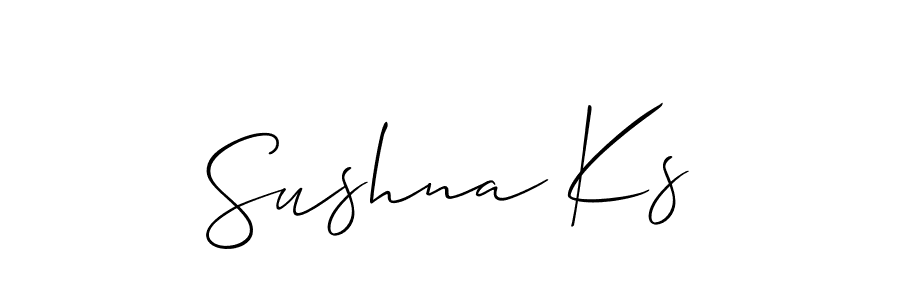 Similarly Allison_Script is the best handwritten signature design. Signature creator online .You can use it as an online autograph creator for name Sushna Ks. Sushna Ks signature style 2 images and pictures png