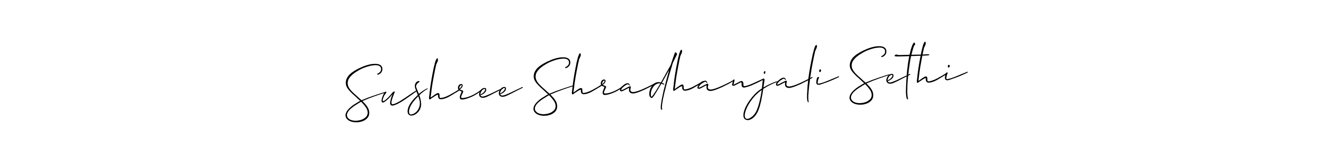 Make a beautiful signature design for name Sushree Shradhanjali Sethi. With this signature (Allison_Script) style, you can create a handwritten signature for free. Sushree Shradhanjali Sethi signature style 2 images and pictures png