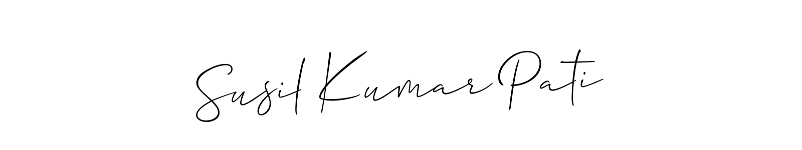 if you are searching for the best signature style for your name Susil Kumar Pati. so please give up your signature search. here we have designed multiple signature styles  using Allison_Script. Susil Kumar Pati signature style 2 images and pictures png