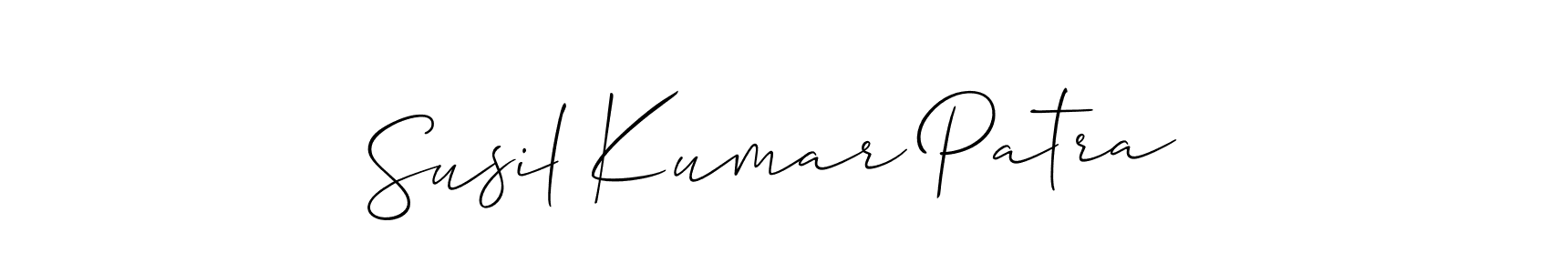 The best way (Allison_Script) to make a short signature is to pick only two or three words in your name. The name Susil Kumar Patra include a total of six letters. For converting this name. Susil Kumar Patra signature style 2 images and pictures png