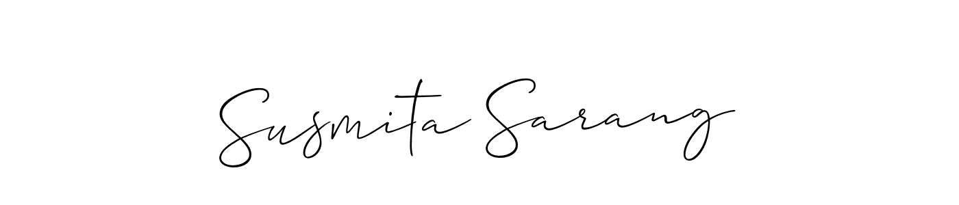 The best way (Allison_Script) to make a short signature is to pick only two or three words in your name. The name Susmita Sarang include a total of six letters. For converting this name. Susmita Sarang signature style 2 images and pictures png