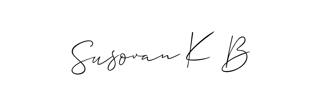 How to make Susovan K B signature? Allison_Script is a professional autograph style. Create handwritten signature for Susovan K B name. Susovan K B signature style 2 images and pictures png