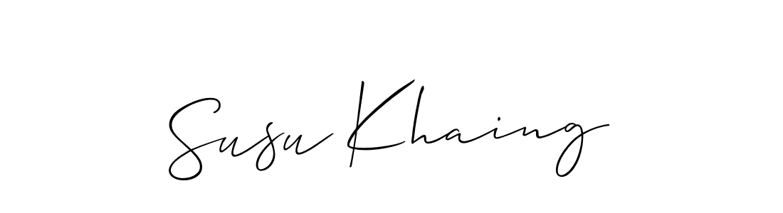 Also You can easily find your signature by using the search form. We will create Susu Khaing name handwritten signature images for you free of cost using Allison_Script sign style. Susu Khaing signature style 2 images and pictures png