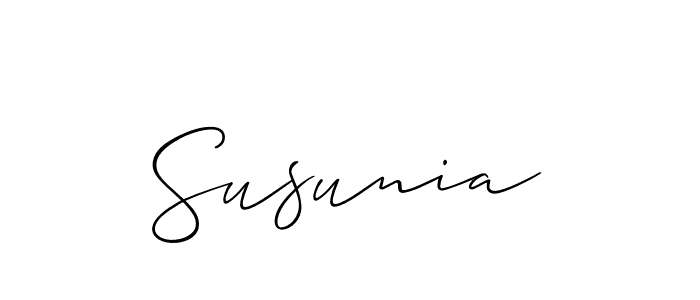 Design your own signature with our free online signature maker. With this signature software, you can create a handwritten (Allison_Script) signature for name Susunia. Susunia signature style 2 images and pictures png