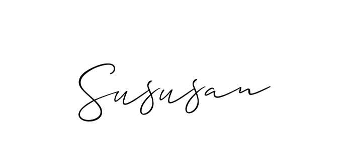 You should practise on your own different ways (Allison_Script) to write your name (Sususan) in signature. don't let someone else do it for you. Sususan signature style 2 images and pictures png