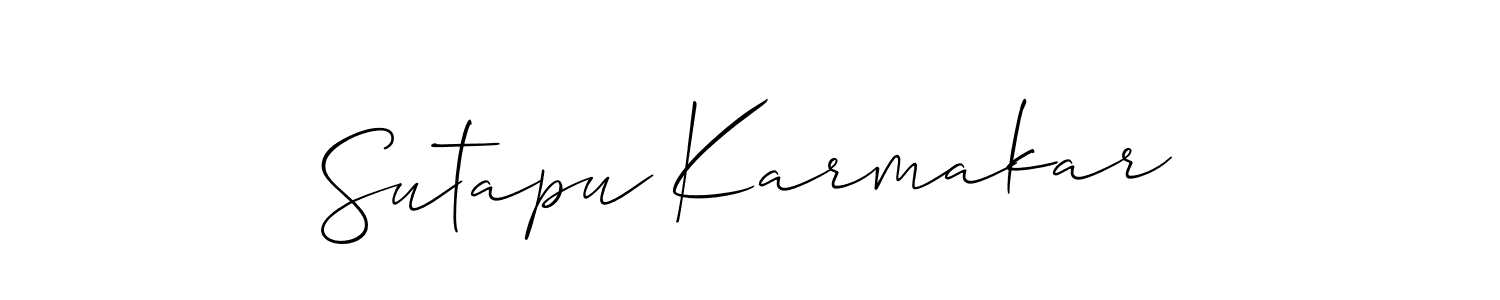 if you are searching for the best signature style for your name Sutapu Karmakar. so please give up your signature search. here we have designed multiple signature styles  using Allison_Script. Sutapu Karmakar signature style 2 images and pictures png