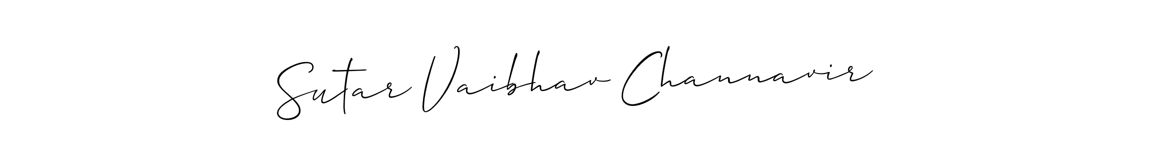 if you are searching for the best signature style for your name Sutar Vaibhav Channavir. so please give up your signature search. here we have designed multiple signature styles  using Allison_Script. Sutar Vaibhav Channavir signature style 2 images and pictures png