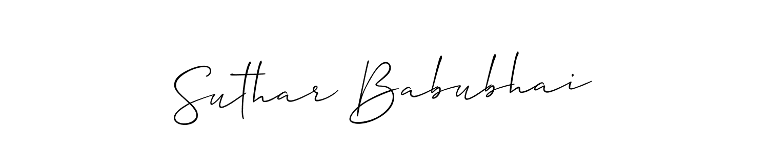 Similarly Allison_Script is the best handwritten signature design. Signature creator online .You can use it as an online autograph creator for name Suthar Babubhai. Suthar Babubhai signature style 2 images and pictures png