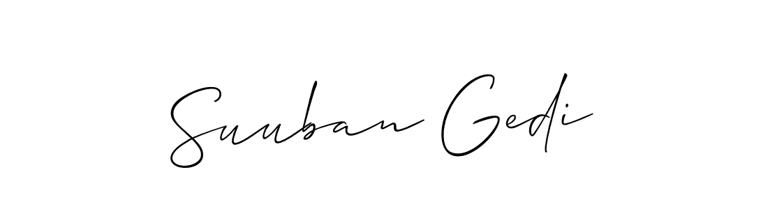 The best way (Allison_Script) to make a short signature is to pick only two or three words in your name. The name Suuban Gedi include a total of six letters. For converting this name. Suuban Gedi signature style 2 images and pictures png