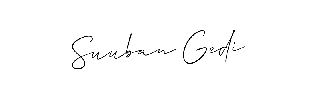 Make a beautiful signature design for name Suuban Gedi. With this signature (Allison_Script) style, you can create a handwritten signature for free. Suuban Gedi signature style 2 images and pictures png