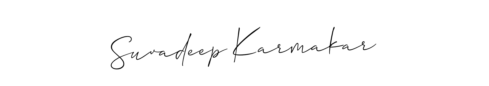 Create a beautiful signature design for name Suvadeep Karmakar. With this signature (Allison_Script) fonts, you can make a handwritten signature for free. Suvadeep Karmakar signature style 2 images and pictures png