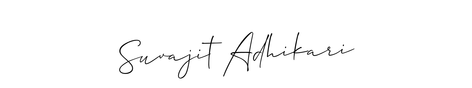 The best way (Allison_Script) to make a short signature is to pick only two or three words in your name. The name Suvajit Adhikari include a total of six letters. For converting this name. Suvajit Adhikari signature style 2 images and pictures png