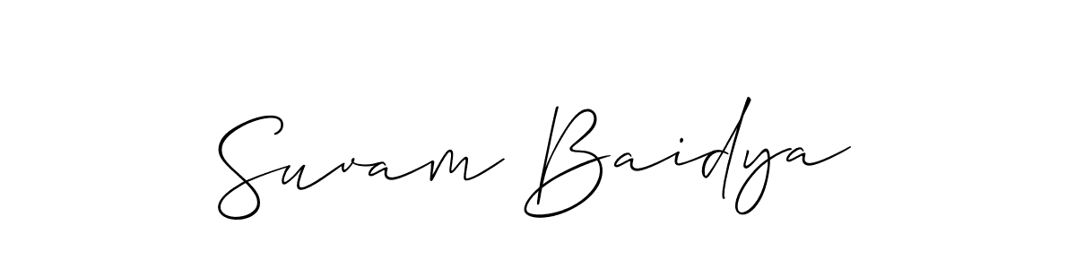 Make a short Suvam Baidya signature style. Manage your documents anywhere anytime using Allison_Script. Create and add eSignatures, submit forms, share and send files easily. Suvam Baidya signature style 2 images and pictures png