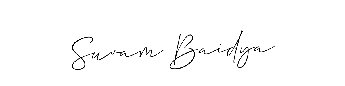 Make a short Suvam Baidya signature style. Manage your documents anywhere anytime using Allison_Script. Create and add eSignatures, submit forms, share and send files easily. Suvam Baidya signature style 2 images and pictures png