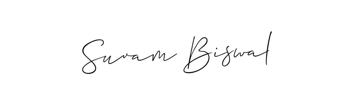 Allison_Script is a professional signature style that is perfect for those who want to add a touch of class to their signature. It is also a great choice for those who want to make their signature more unique. Get Suvam Biswal name to fancy signature for free. Suvam Biswal signature style 2 images and pictures png