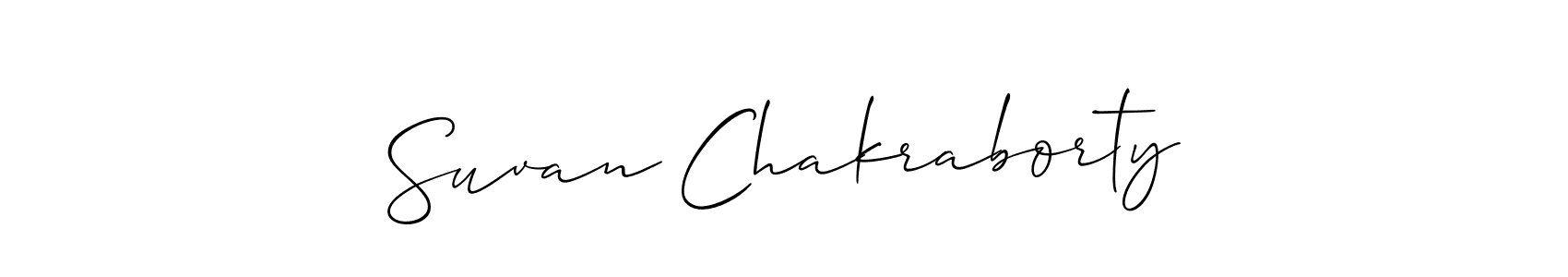 You should practise on your own different ways (Allison_Script) to write your name (Suvan Chakraborty) in signature. don't let someone else do it for you. Suvan Chakraborty signature style 2 images and pictures png
