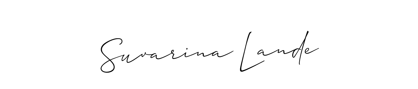 Check out images of Autograph of Suvarina Lande name. Actor Suvarina Lande Signature Style. Allison_Script is a professional sign style online. Suvarina Lande signature style 2 images and pictures png