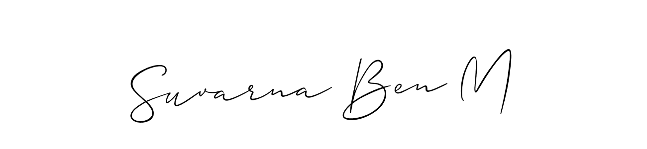 Make a beautiful signature design for name Suvarna Ben M. With this signature (Allison_Script) style, you can create a handwritten signature for free. Suvarna Ben M signature style 2 images and pictures png