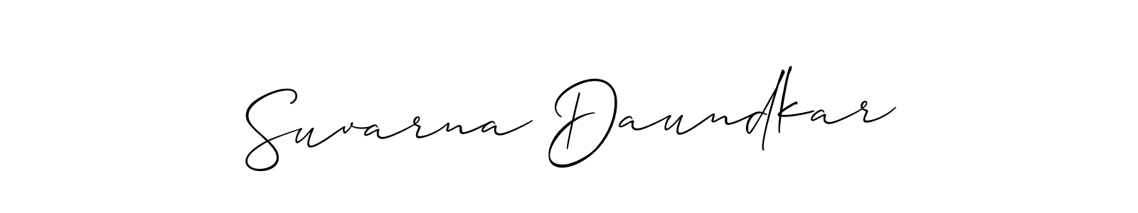 How to make Suvarna Daundkar name signature. Use Allison_Script style for creating short signs online. This is the latest handwritten sign. Suvarna Daundkar signature style 2 images and pictures png