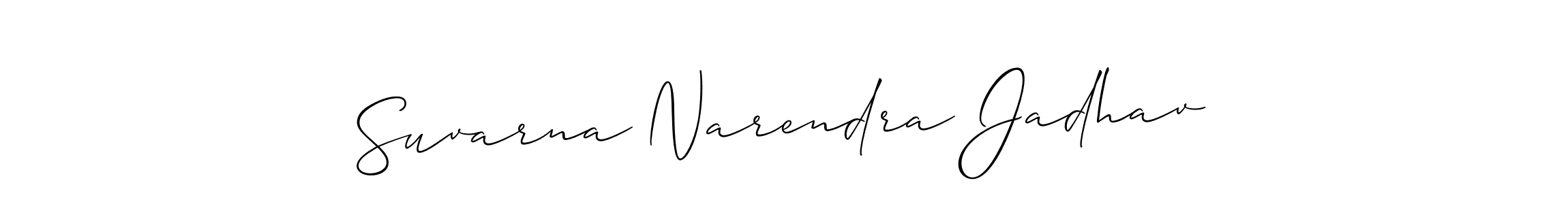 The best way (Allison_Script) to make a short signature is to pick only two or three words in your name. The name Suvarna Narendra Jadhav include a total of six letters. For converting this name. Suvarna Narendra Jadhav signature style 2 images and pictures png