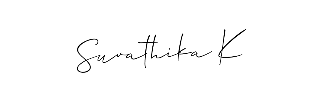 Design your own signature with our free online signature maker. With this signature software, you can create a handwritten (Allison_Script) signature for name Suvathika K. Suvathika K signature style 2 images and pictures png