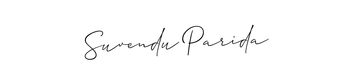 The best way (Allison_Script) to make a short signature is to pick only two or three words in your name. The name Suvendu Parida include a total of six letters. For converting this name. Suvendu Parida signature style 2 images and pictures png
