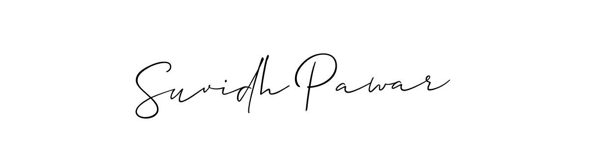 Allison_Script is a professional signature style that is perfect for those who want to add a touch of class to their signature. It is also a great choice for those who want to make their signature more unique. Get Suvidh Pawar name to fancy signature for free. Suvidh Pawar signature style 2 images and pictures png