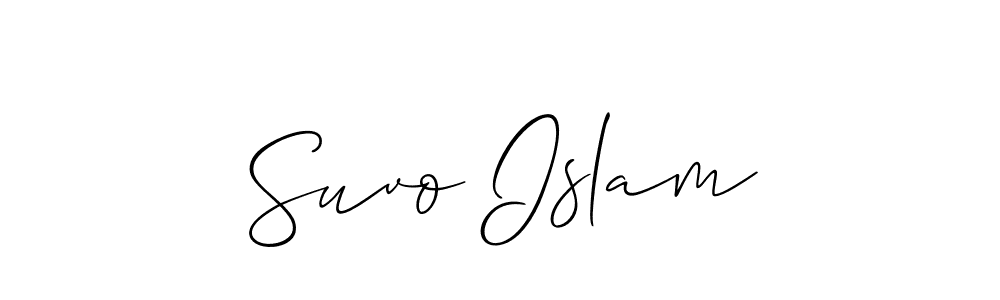 The best way (Allison_Script) to make a short signature is to pick only two or three words in your name. The name Suvo Islam include a total of six letters. For converting this name. Suvo Islam signature style 2 images and pictures png