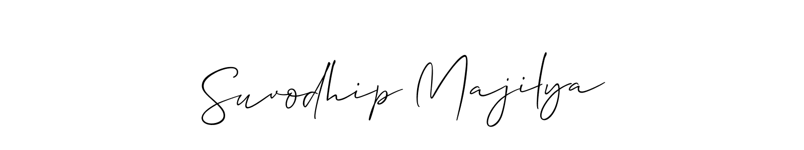 You should practise on your own different ways (Allison_Script) to write your name (Suvodhip Majilya) in signature. don't let someone else do it for you. Suvodhip Majilya signature style 2 images and pictures png