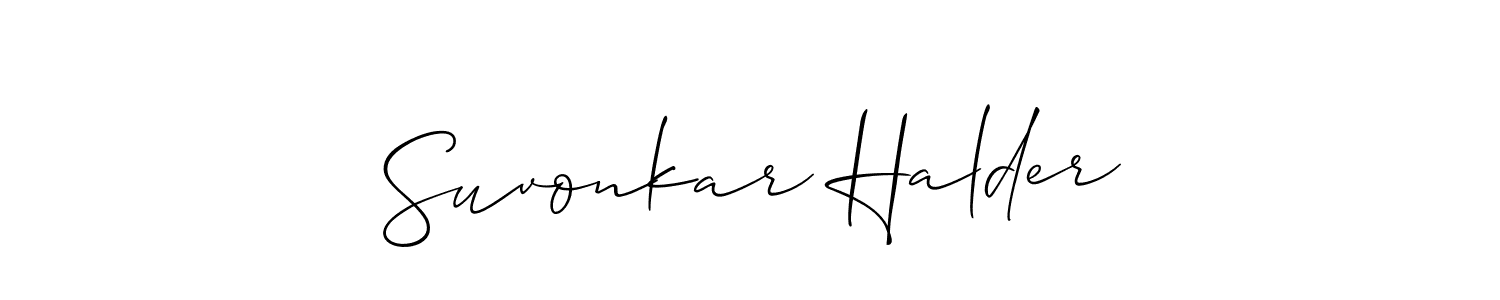 Use a signature maker to create a handwritten signature online. With this signature software, you can design (Allison_Script) your own signature for name Suvonkar Halder. Suvonkar Halder signature style 2 images and pictures png