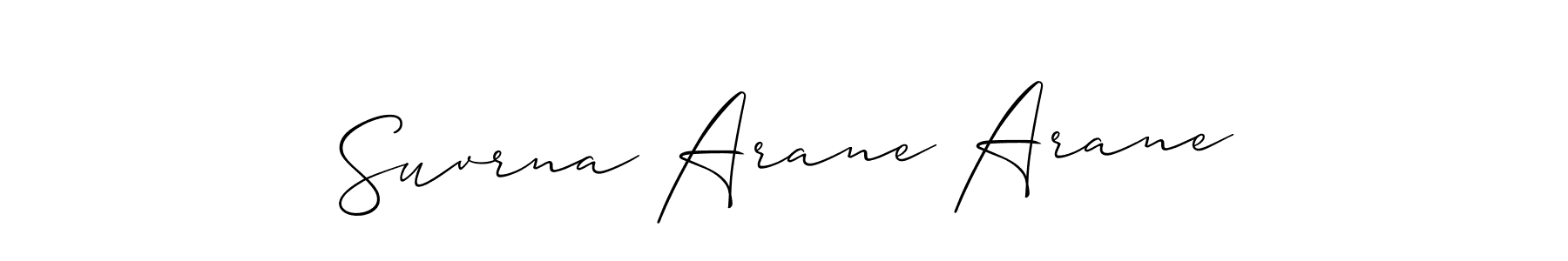Allison_Script is a professional signature style that is perfect for those who want to add a touch of class to their signature. It is also a great choice for those who want to make their signature more unique. Get Suvrna Arane Arane name to fancy signature for free. Suvrna Arane Arane signature style 2 images and pictures png