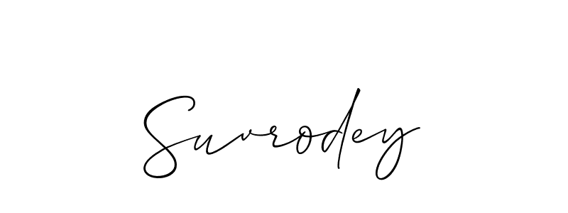 It looks lik you need a new signature style for name Suvrodey. Design unique handwritten (Allison_Script) signature with our free signature maker in just a few clicks. Suvrodey signature style 2 images and pictures png