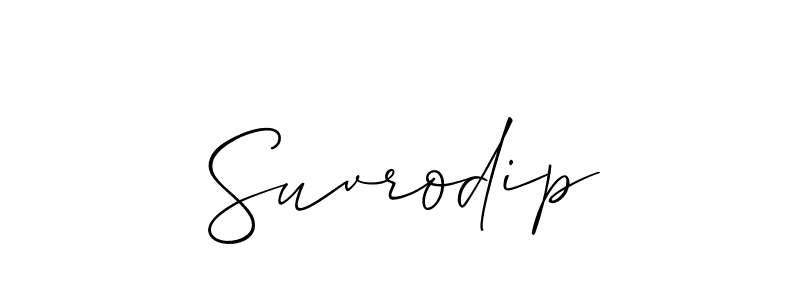 Use a signature maker to create a handwritten signature online. With this signature software, you can design (Allison_Script) your own signature for name Suvrodip. Suvrodip signature style 2 images and pictures png