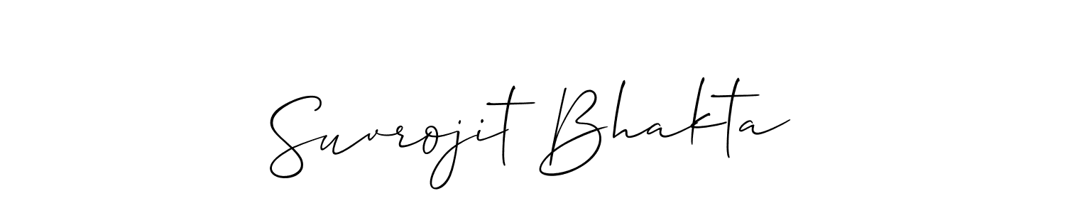 The best way (Allison_Script) to make a short signature is to pick only two or three words in your name. The name Suvrojit Bhakta include a total of six letters. For converting this name. Suvrojit Bhakta signature style 2 images and pictures png