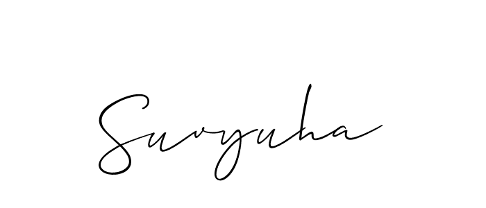 How to make Suvyuha name signature. Use Allison_Script style for creating short signs online. This is the latest handwritten sign. Suvyuha signature style 2 images and pictures png