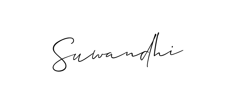 Design your own signature with our free online signature maker. With this signature software, you can create a handwritten (Allison_Script) signature for name Suwandhi. Suwandhi signature style 2 images and pictures png