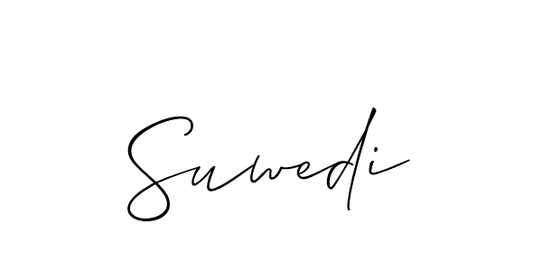 Use a signature maker to create a handwritten signature online. With this signature software, you can design (Allison_Script) your own signature for name Suwedi. Suwedi signature style 2 images and pictures png