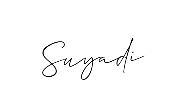 Allison_Script is a professional signature style that is perfect for those who want to add a touch of class to their signature. It is also a great choice for those who want to make their signature more unique. Get Suyadi name to fancy signature for free. Suyadi signature style 2 images and pictures png