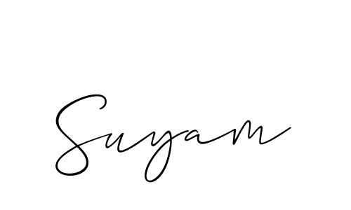 Make a beautiful signature design for name Suyam. With this signature (Allison_Script) style, you can create a handwritten signature for free. Suyam signature style 2 images and pictures png