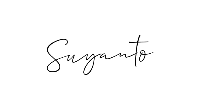Use a signature maker to create a handwritten signature online. With this signature software, you can design (Allison_Script) your own signature for name Suyanto. Suyanto signature style 2 images and pictures png