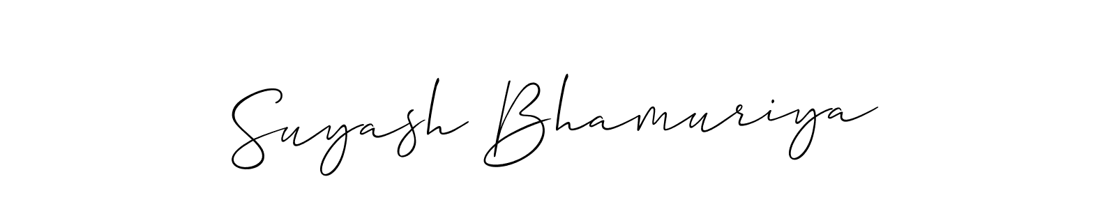 Make a beautiful signature design for name Suyash Bhamuriya. With this signature (Allison_Script) style, you can create a handwritten signature for free. Suyash Bhamuriya signature style 2 images and pictures png