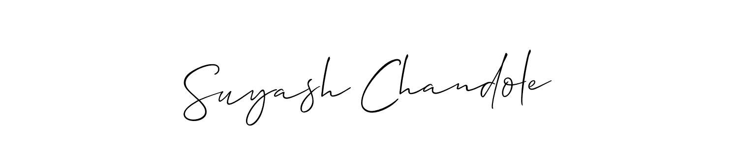 How to make Suyash Chandole name signature. Use Allison_Script style for creating short signs online. This is the latest handwritten sign. Suyash Chandole signature style 2 images and pictures png