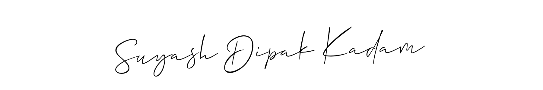 This is the best signature style for the Suyash Dipak Kadam name. Also you like these signature font (Allison_Script). Mix name signature. Suyash Dipak Kadam signature style 2 images and pictures png