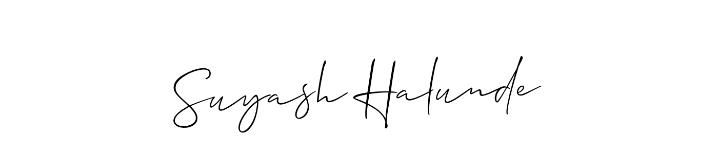 You should practise on your own different ways (Allison_Script) to write your name (Suyash Halunde) in signature. don't let someone else do it for you. Suyash Halunde signature style 2 images and pictures png