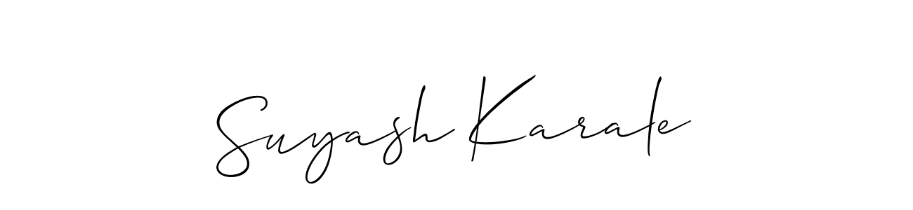 Allison_Script is a professional signature style that is perfect for those who want to add a touch of class to their signature. It is also a great choice for those who want to make their signature more unique. Get Suyash Karale name to fancy signature for free. Suyash Karale signature style 2 images and pictures png