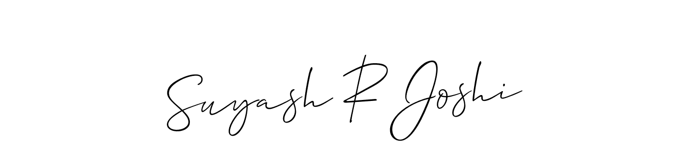 The best way (Allison_Script) to make a short signature is to pick only two or three words in your name. The name Suyash R Joshi include a total of six letters. For converting this name. Suyash R Joshi signature style 2 images and pictures png